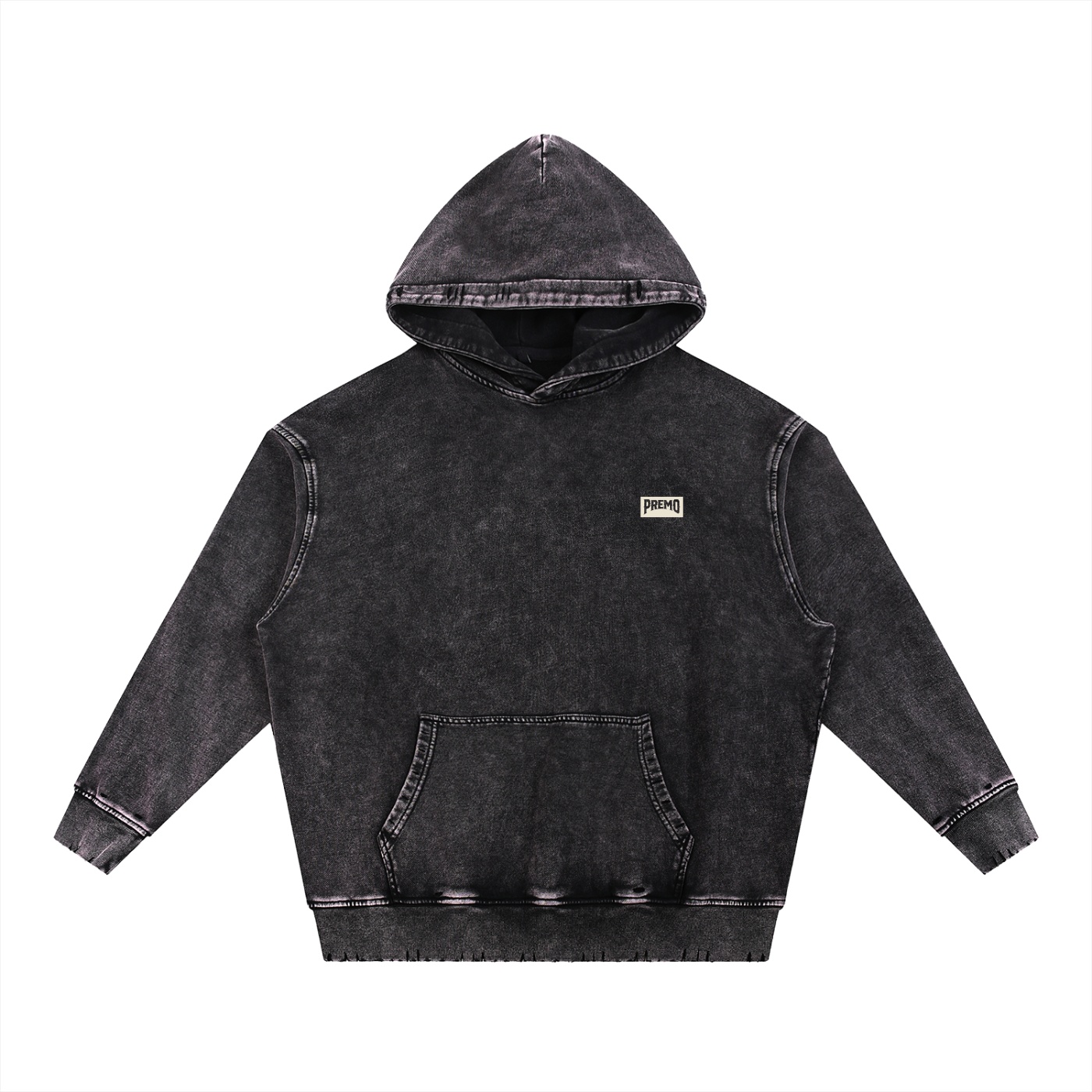 Snow Wash Hand-Frayed Heavyweight Hoodie