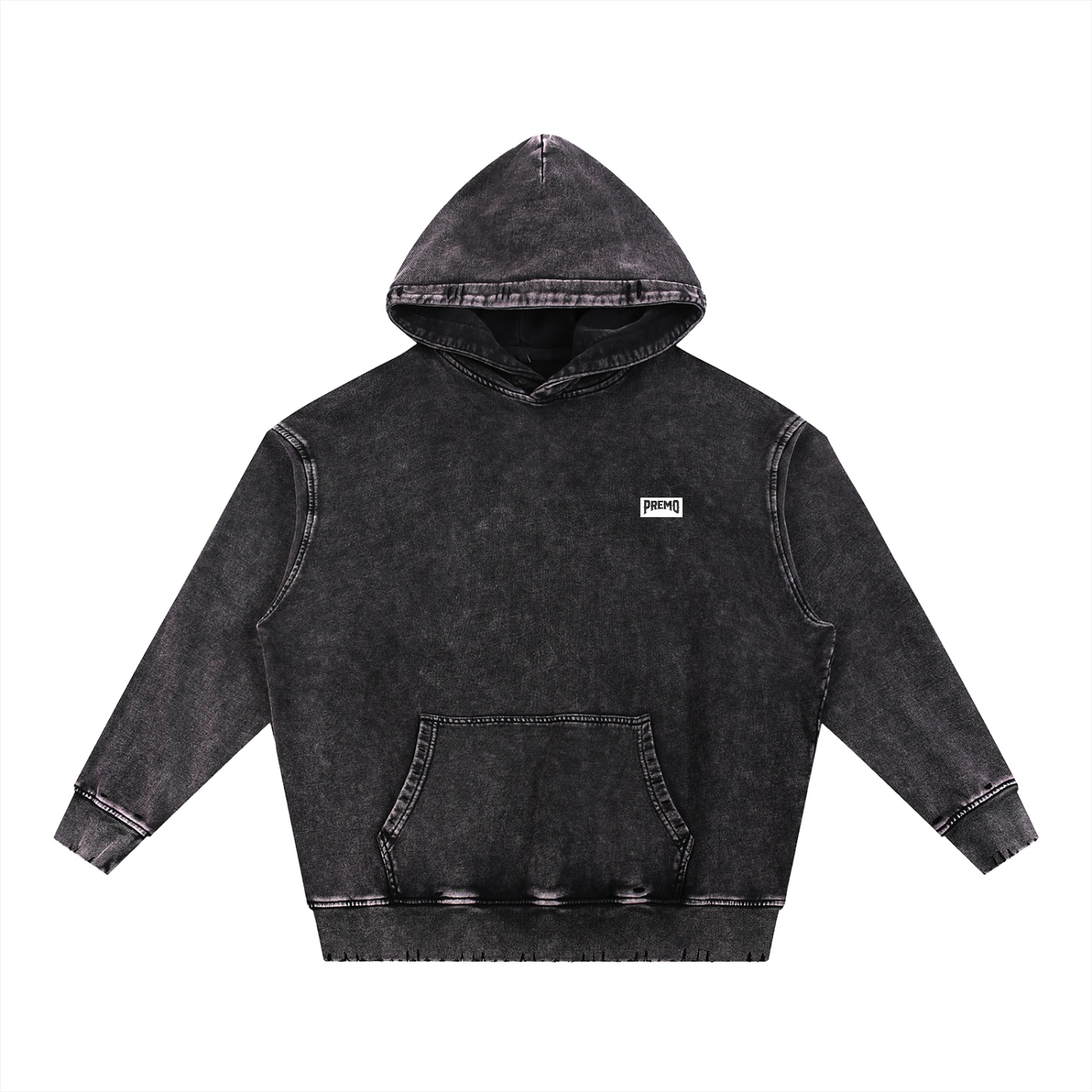 Snow Wash Hand-Frayed Heavyweight Hoodie