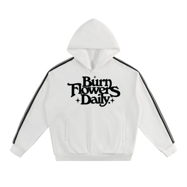 Burn Flowers Daily Side Stripe White Hoodie