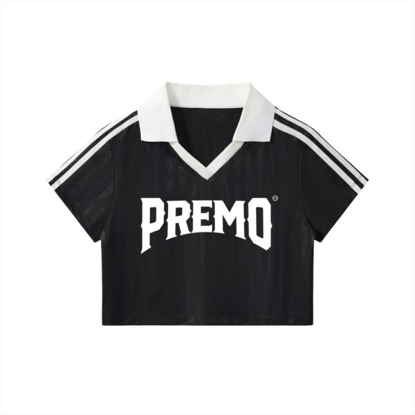 Premo Striped Black Cropped Soccer Jersey
