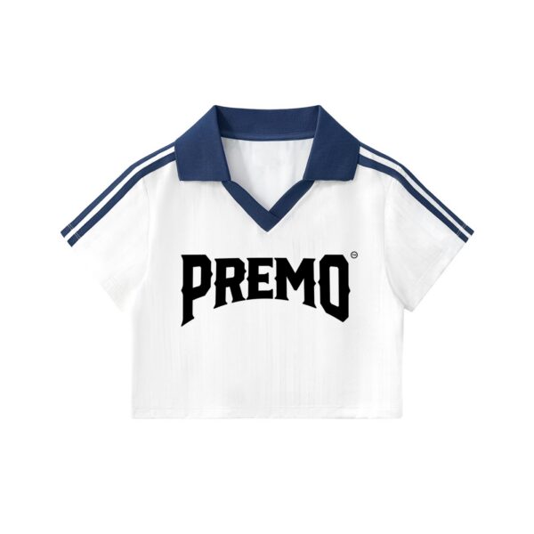 Premo Striped Cropped White Soccer Jersey