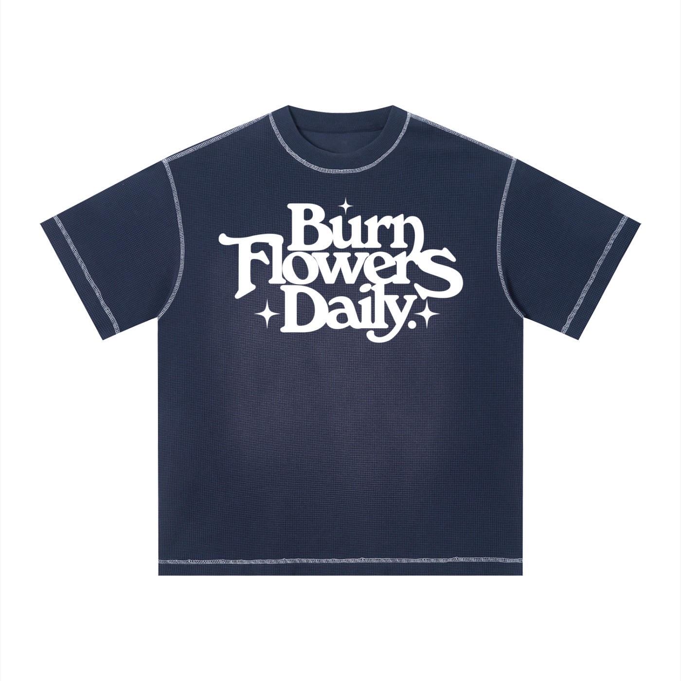 Burn Flowers Daily Dark Sunfade Waffle Boxy T-Shirt - Image 3