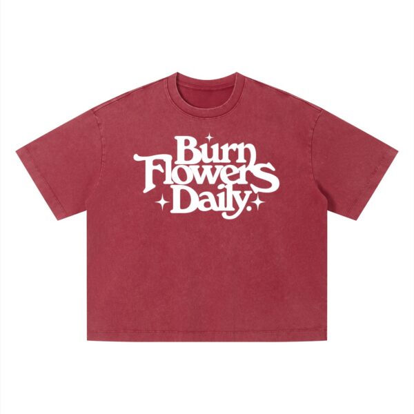 Burn Flowers Daily Dark Vintage Wash Boxy T-Shirt
