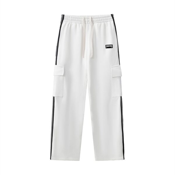 Premo Side Stripe White Straight-Leg Pants