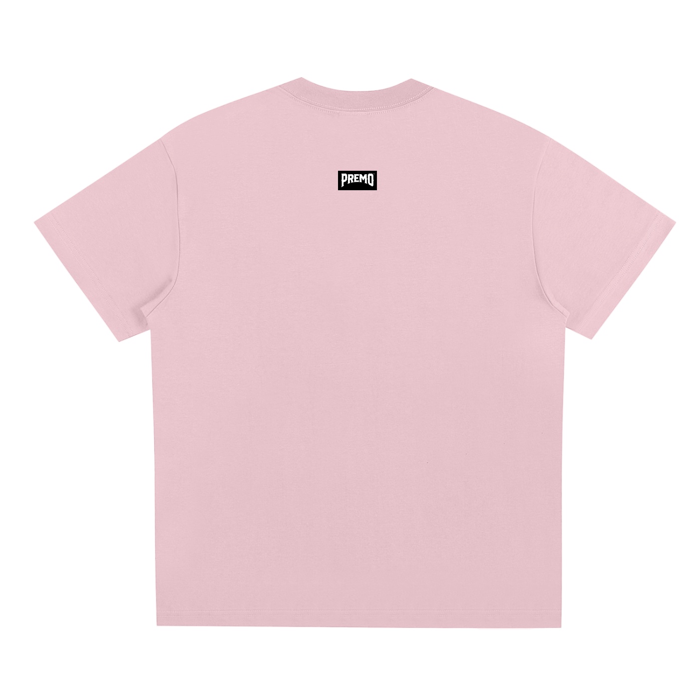 pink Premo Brands T-shirt with a small neck logo